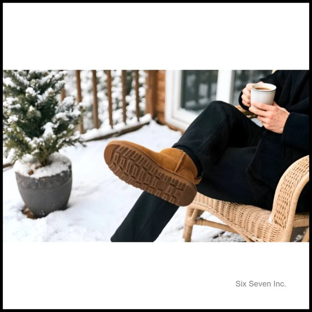 Men's Winter Boots Cozy Suede Leather Outdoor Casual Warm Fuzzy Classic Short
